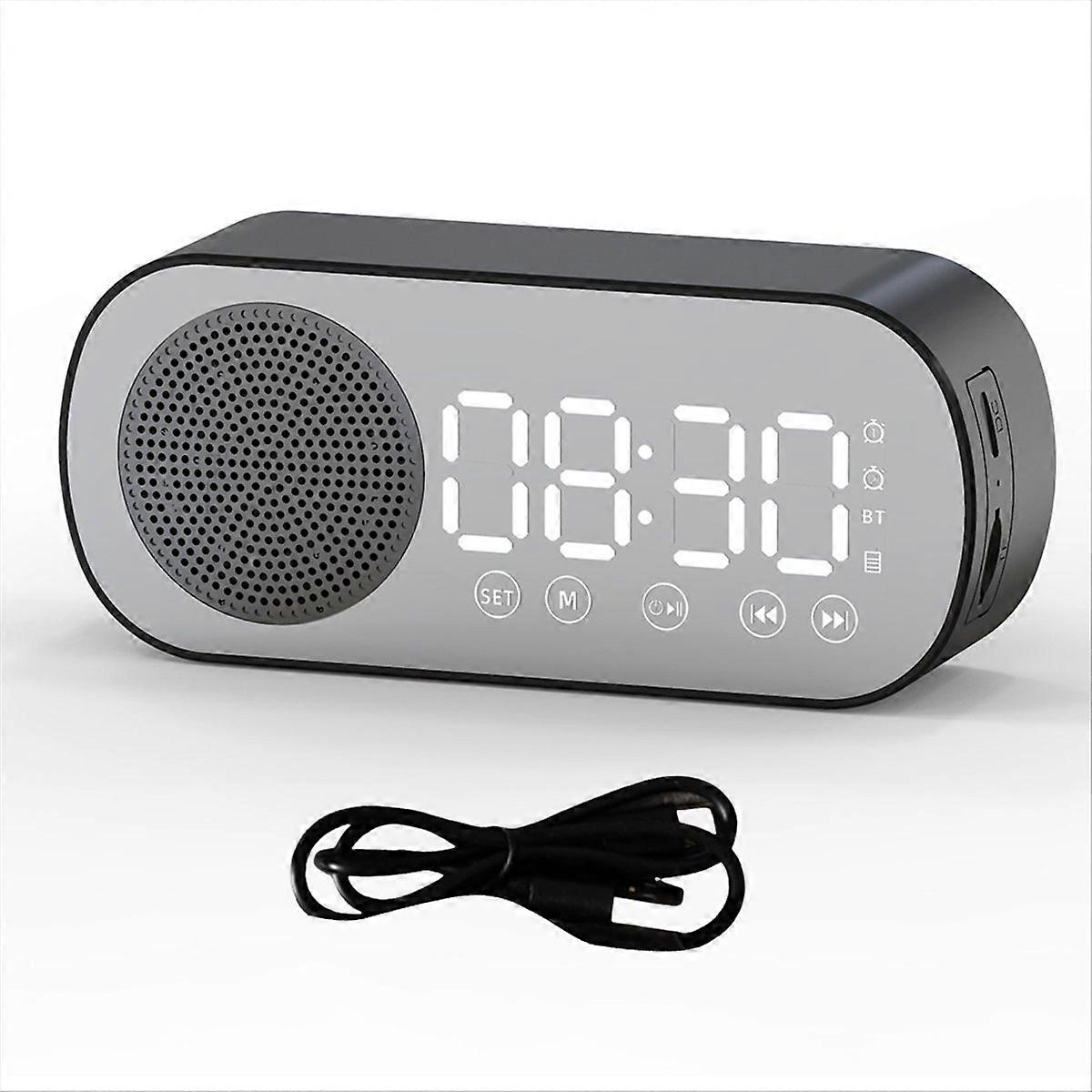 Wireless Bluetooth Speaker Clock Radio Dual Alarm for Home Black