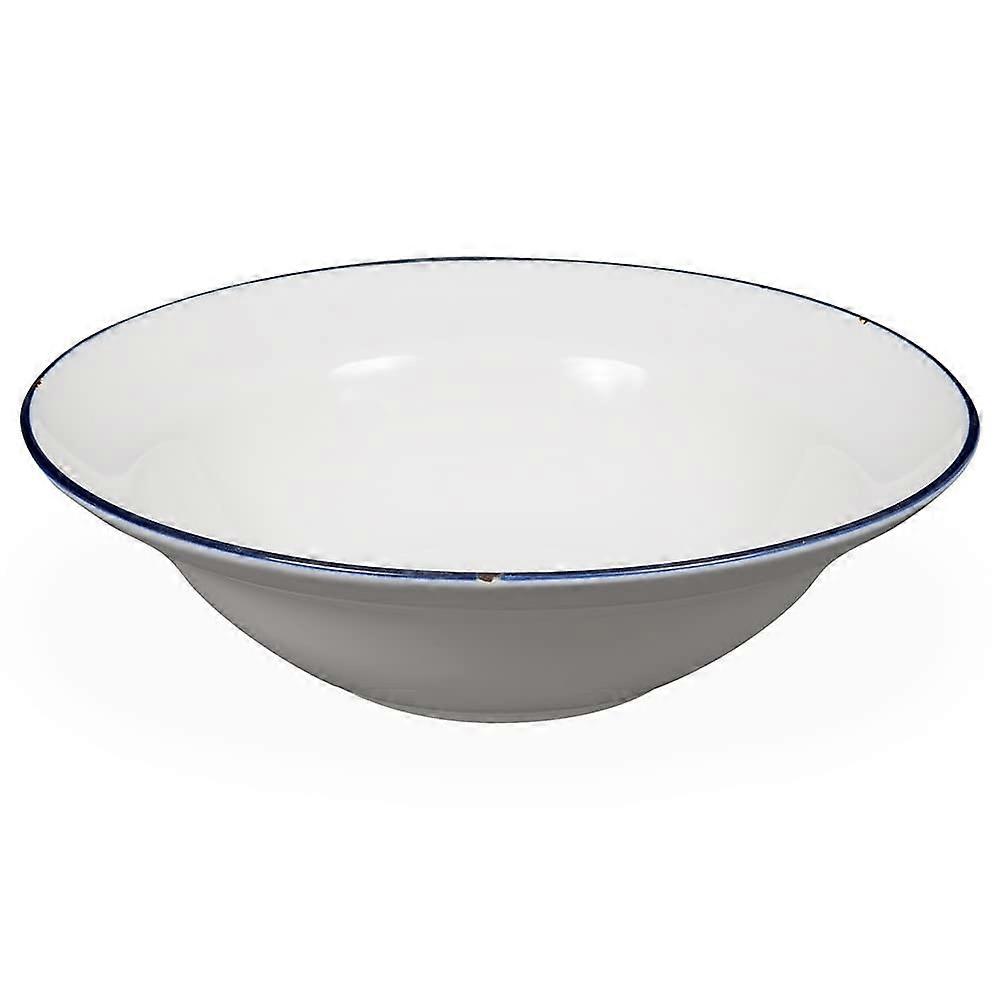 18 oz Tin White and Blue Porcelain Dinner Bowl for Entrée Serving, Portion Control Size