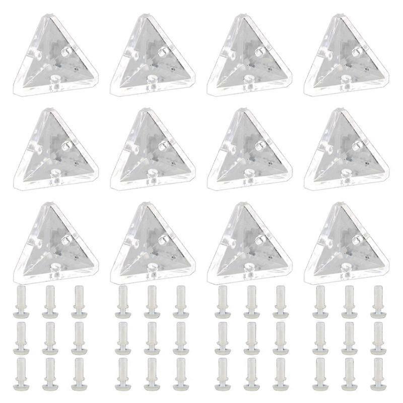 12Pcs Acrylic Corner Brackets with Semitransparent Screws Clear