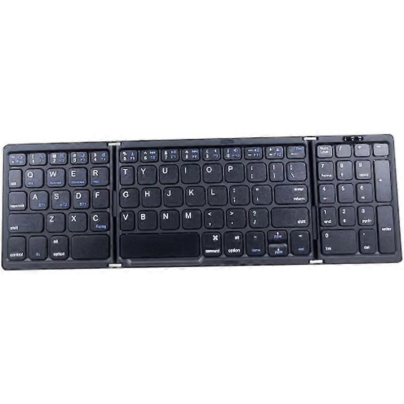 Foldable Bluetooth Keyboard, USB Rechargeable Wireless Keyboard Black