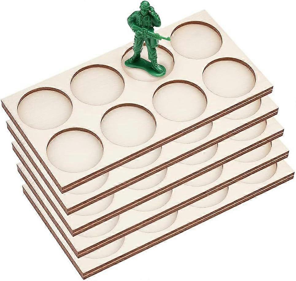 5 Pcs 25mm/1inch Circle Bases Movement Tray 8-Hole Ring War Unit Tray Wood Rectangle Formation Rank Tray Figure Horde Tray Action Figure Miniatures Wo
