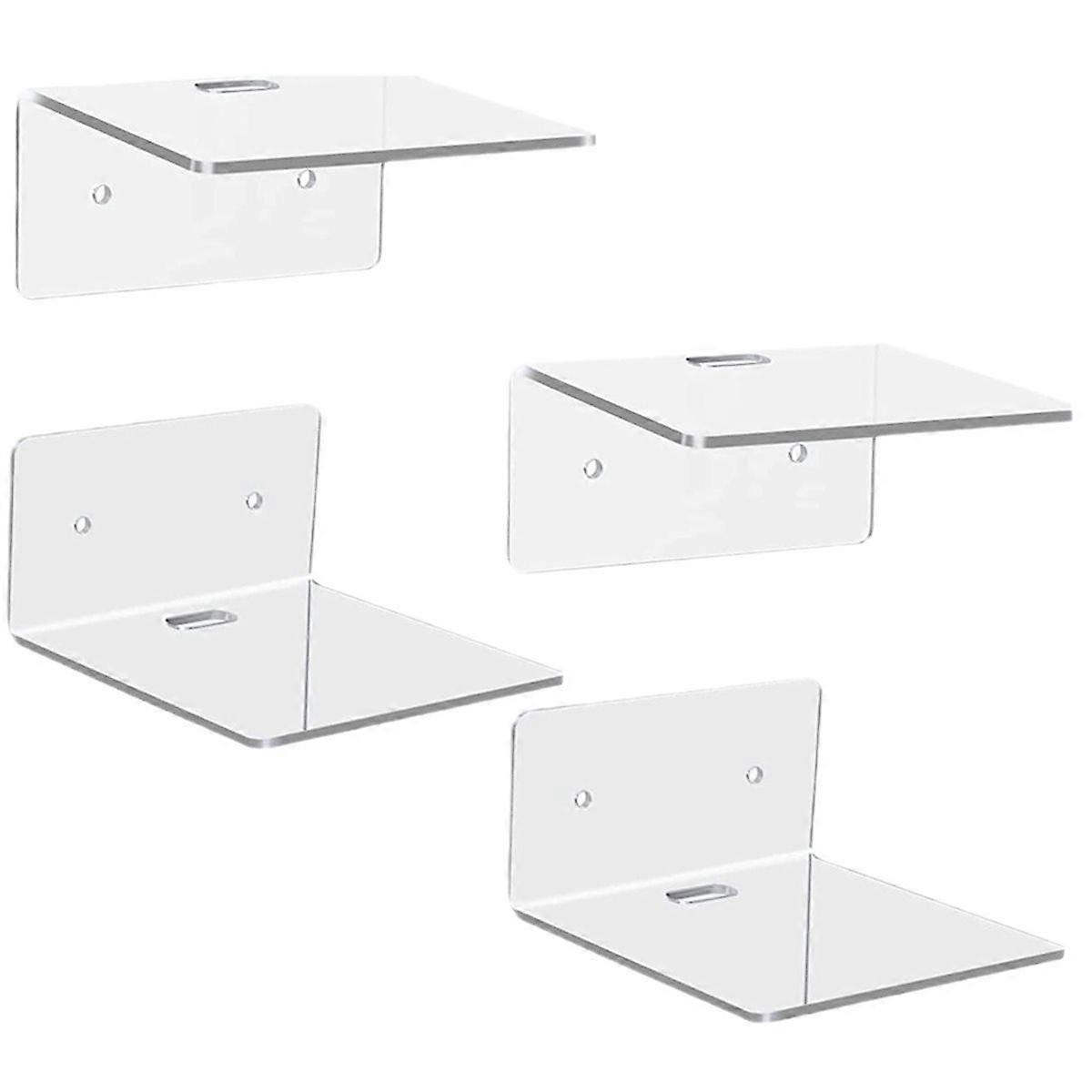 4Pc Acrylic Floating Shelves Wall Shelves Small Clear Shelf Display Ledges Hanging Shelves for Smart