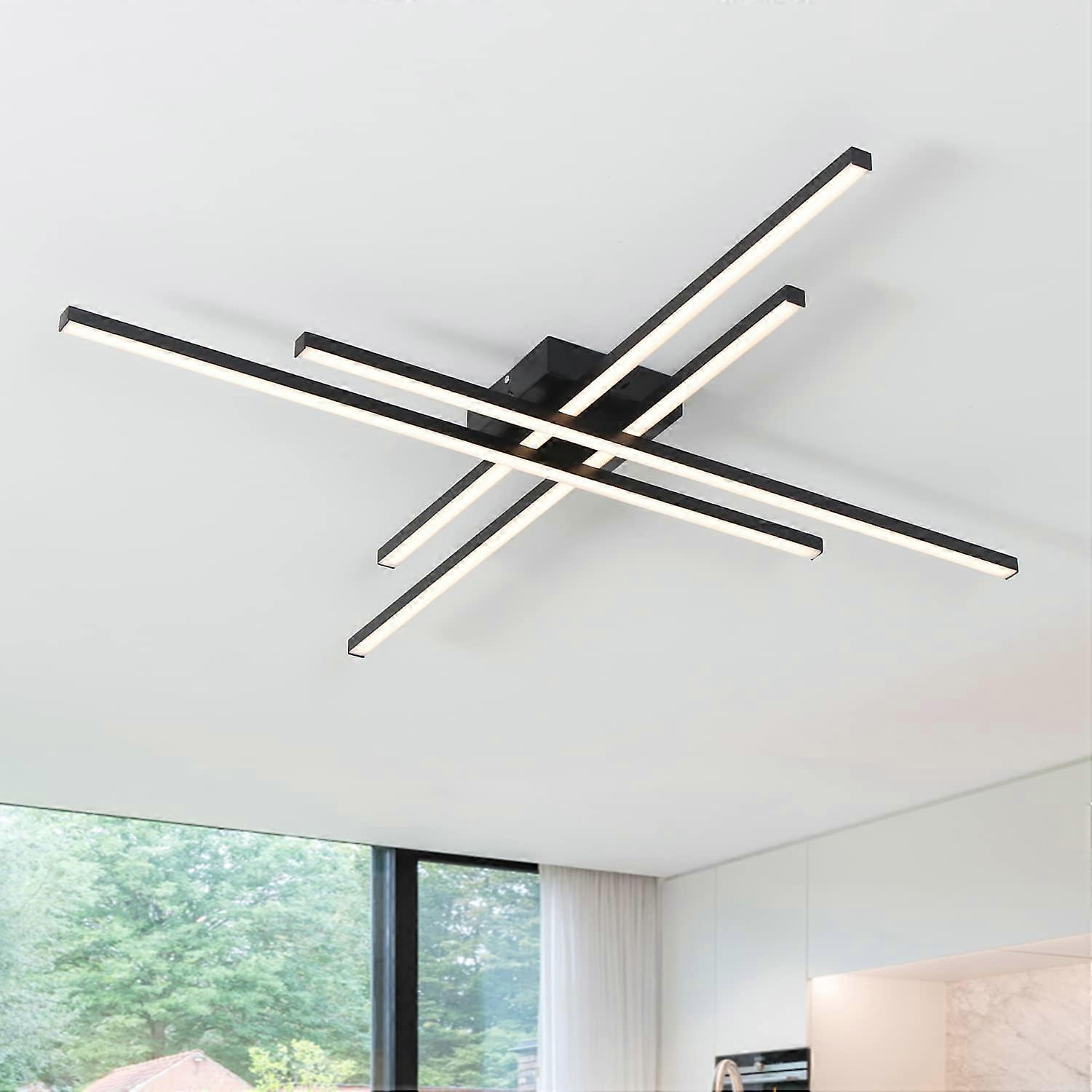 Modern Dimmable LED Ceiling Light 38 Inch Semi Flush Mount with Remote, Adjustable Color Temperature