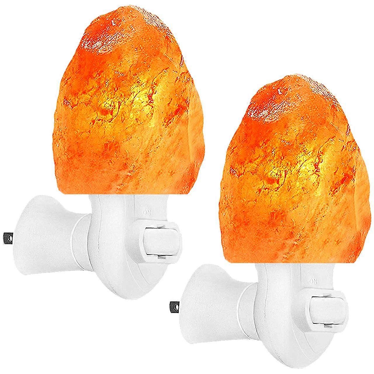 2 Pack Himalayan Salt Lamp Night Light with 4 Bulbs, Air Purifying Warm Glow, Rotatable Plug