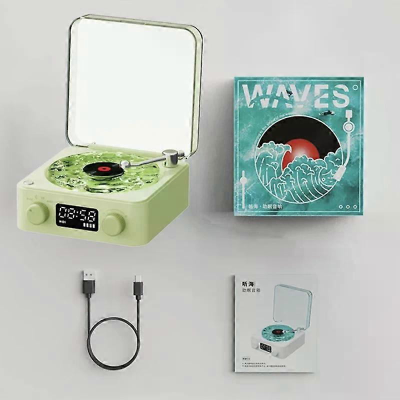 Retro Turntable Speaker With White Noise Wireless Bluetooth Vinyl Record Player Stereo Sound RGB Projection Lamp Effect
