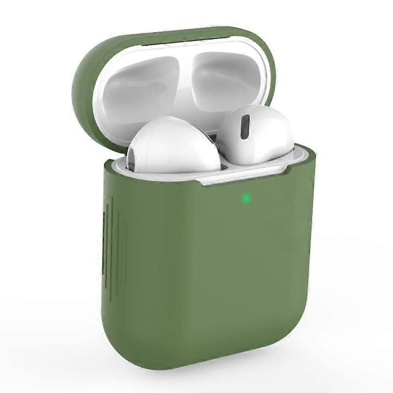 Silicone Protective Case for AirPods 1 & 2, Green Color, Durable Cover, Lightweight Design, Custom Fit