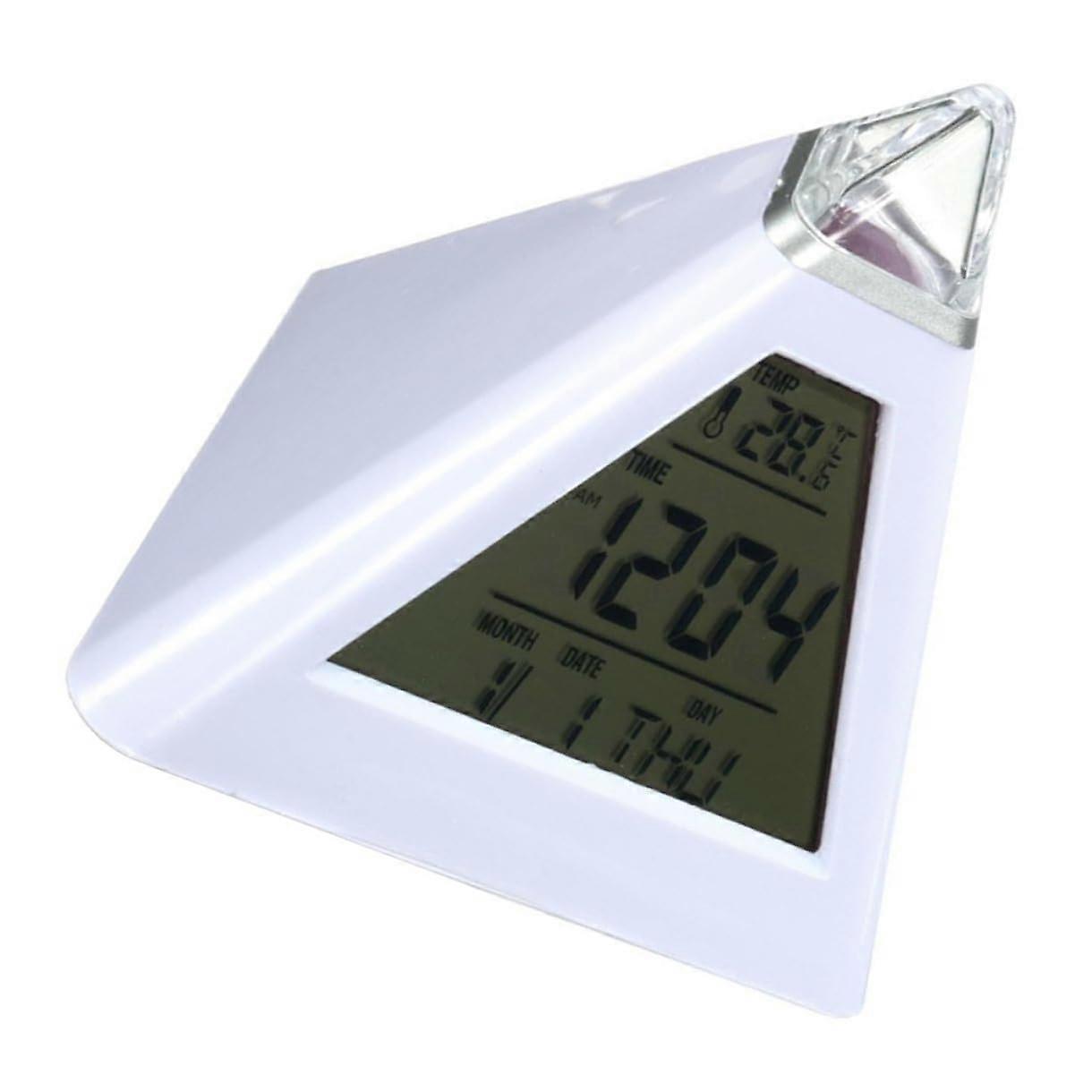LED Digital Alarm Clock Pyramid with ColorChanging Display, Snooze and Indoor Temperature