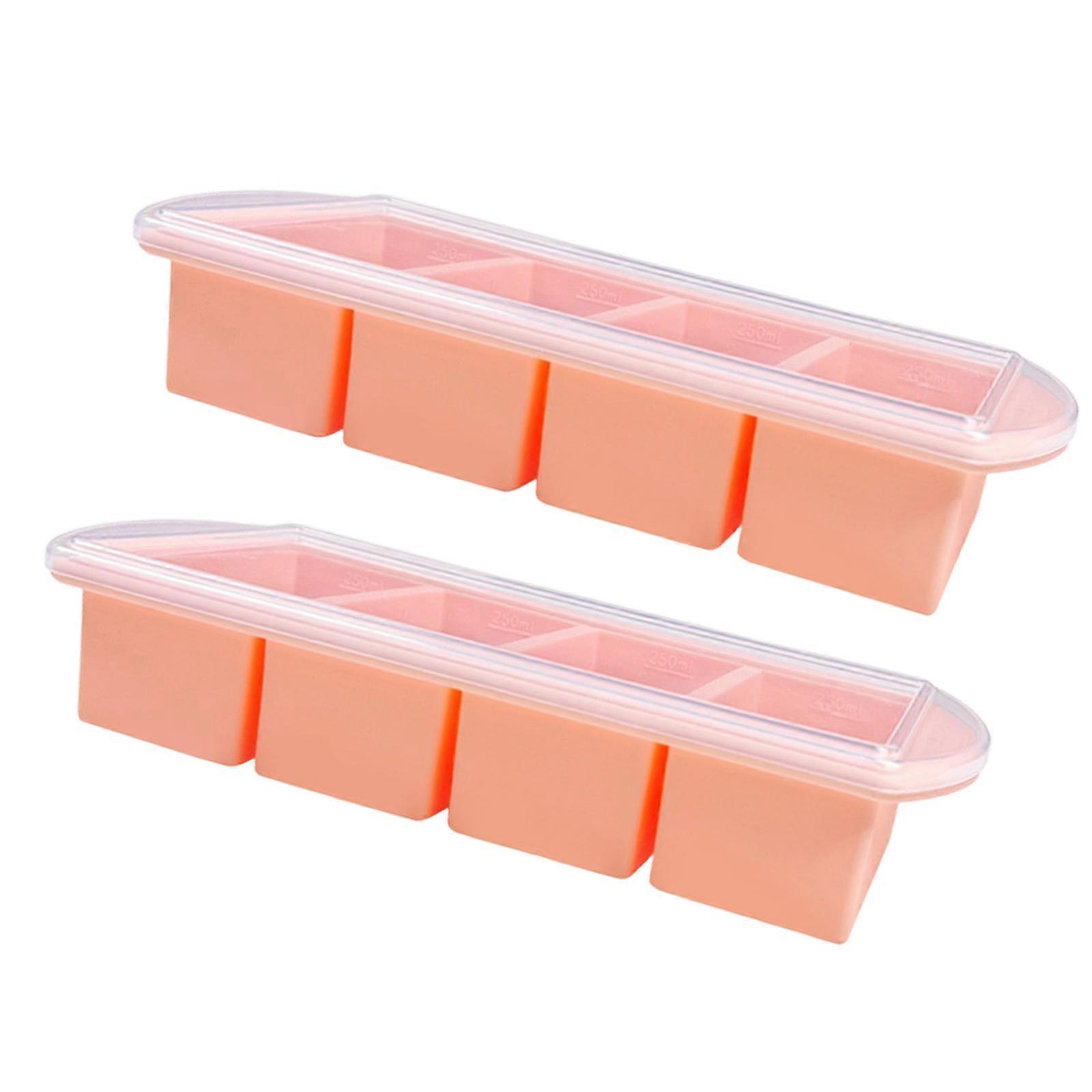 Silicones Ice Molds Features Lid and Metal Support Large Ice Cubes Tray for Sustainable Liquid Food Preservations  Pink