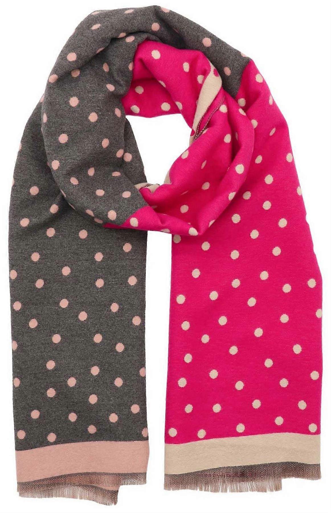 Zelly Dotty Winter Weight Scarf - Pink/Grey