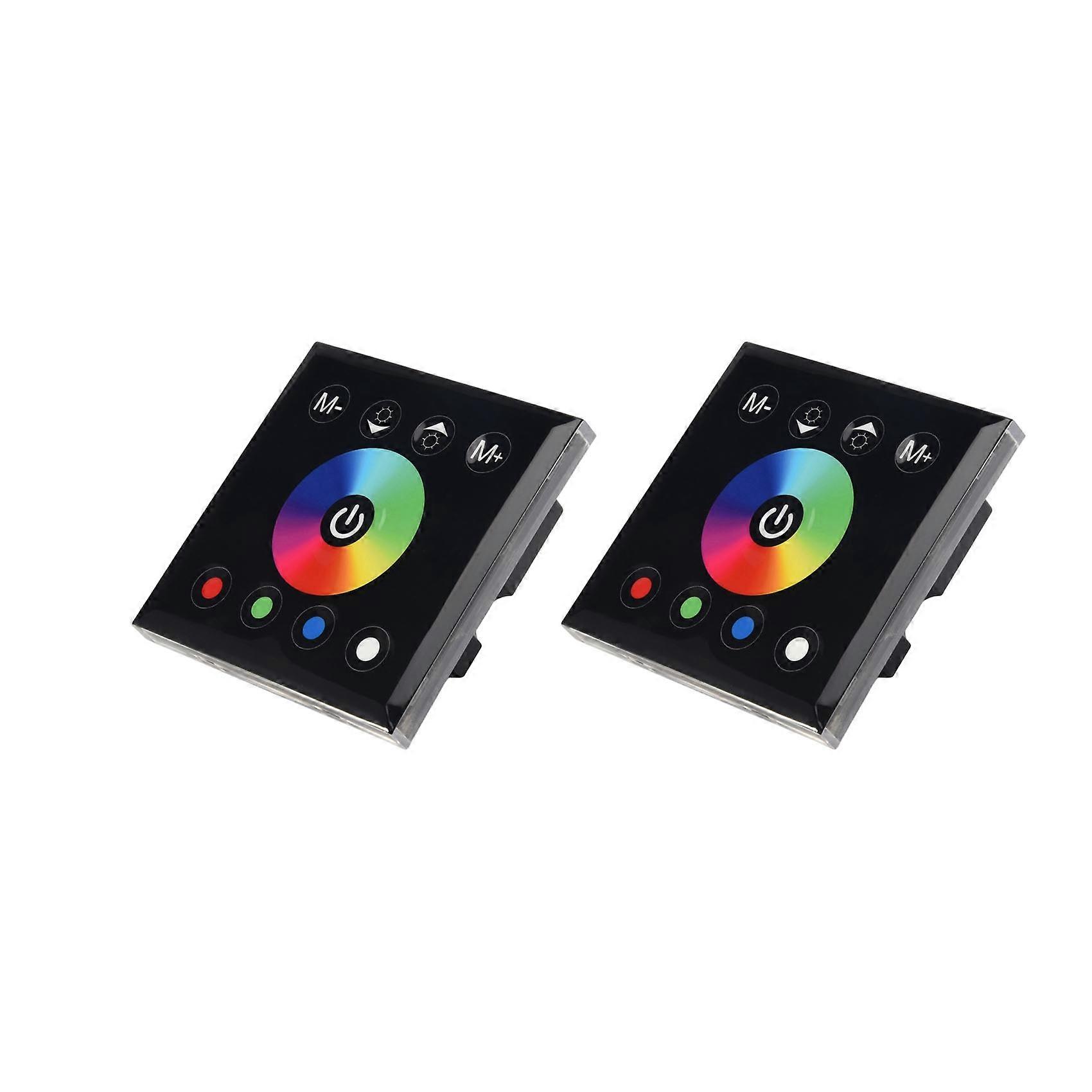 2X DC12V-24V RGB/RGBW Wall Mounted Touch Panel Controller Glass Panel Dimmer Switch Controller for LED Strips Lamp Black