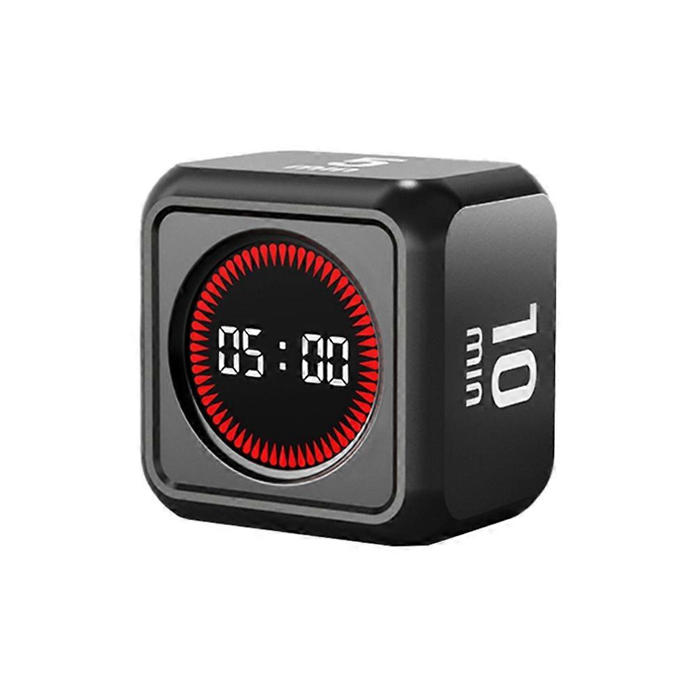Digital Timer Gravity Sensor Flipping LED Display 4 Preset Time Rechargeable Cube Timer for Cooking Study Shower Black