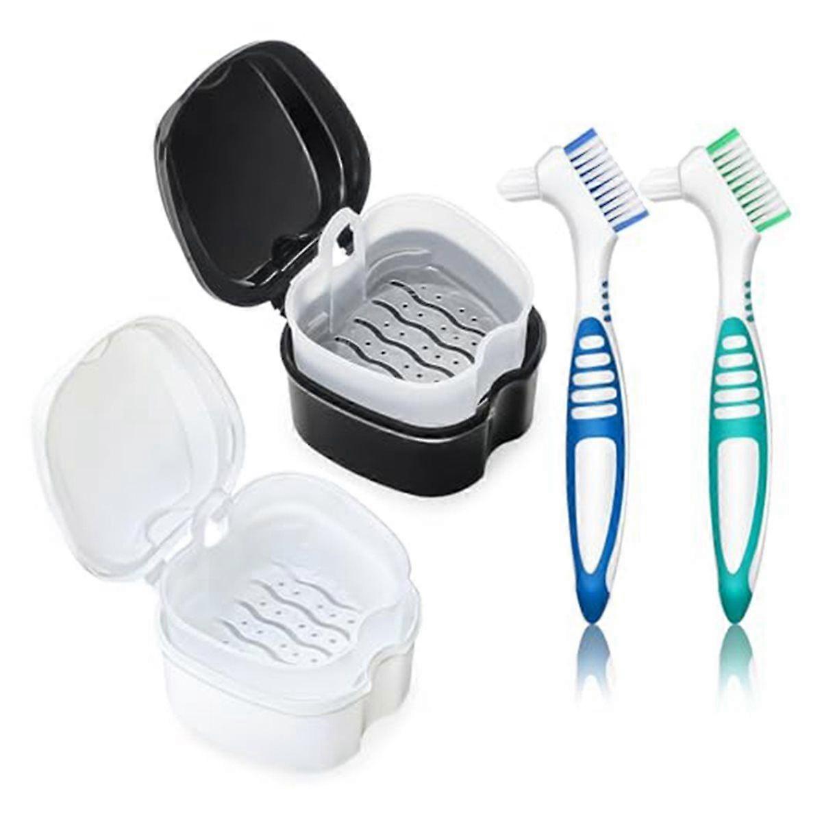 Denture Cleaning Box/Retainer Cleaning Box with Filter Basket, Denture Cup Storage Box,for Soaking