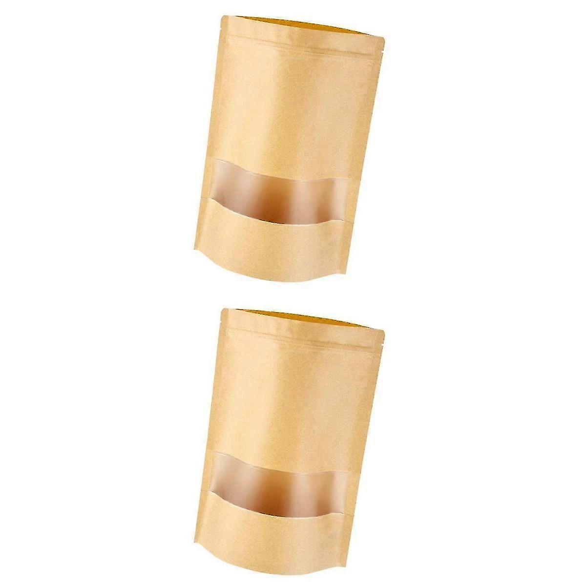 2025 100pcs Resealable Kraft Paper Bag Window Fruit Tea Package