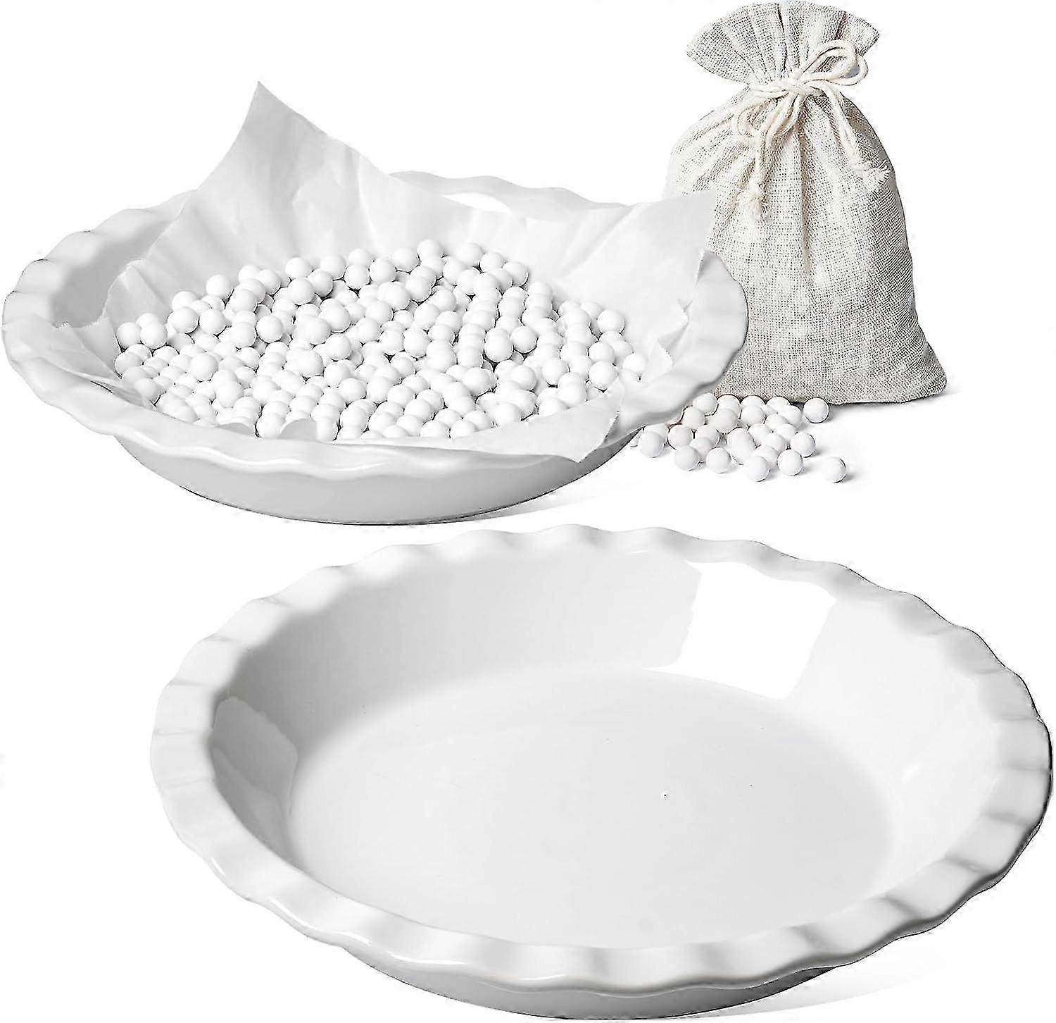 2 Set Ceramic Pie Dish for Baking Apple Pie and Quiche 25-26