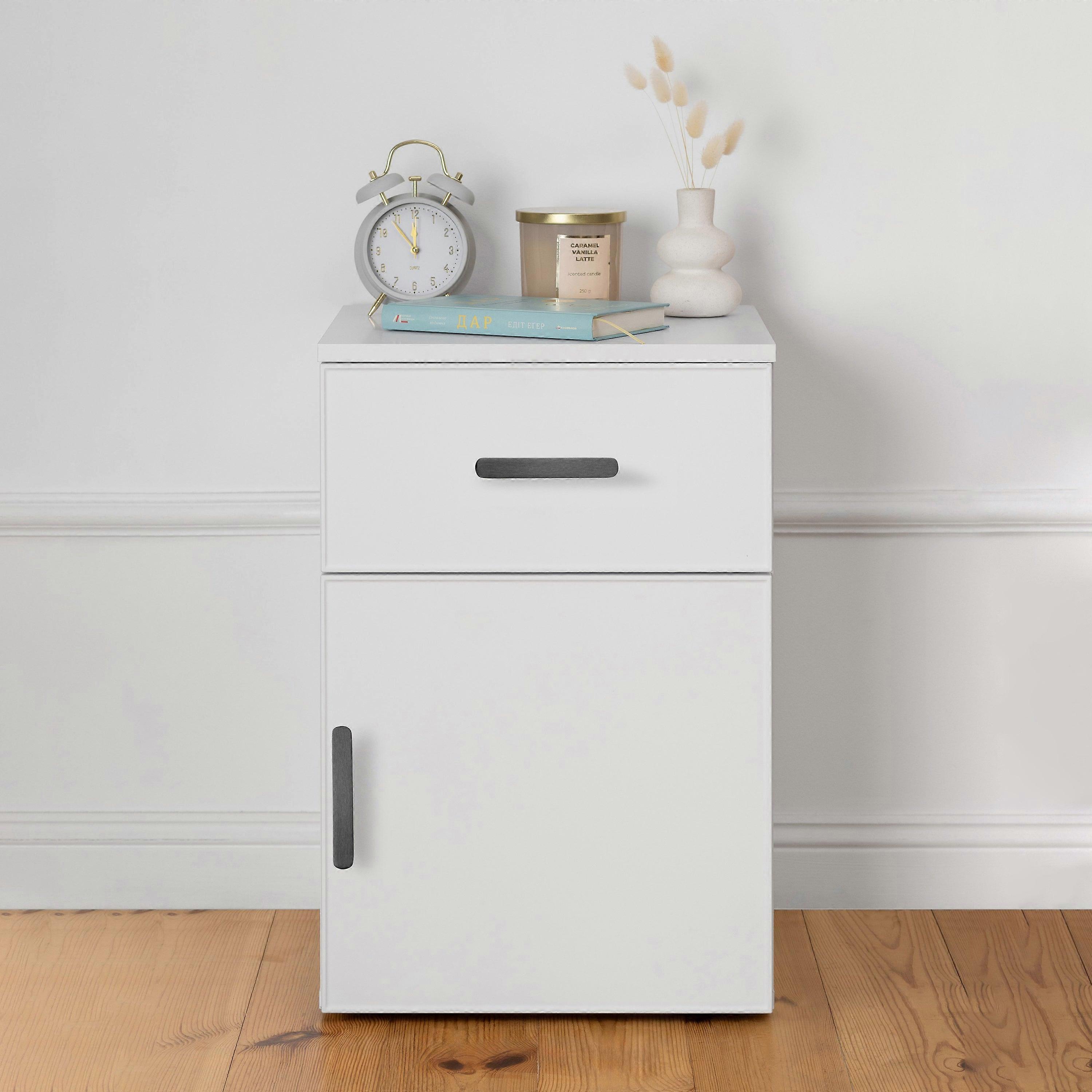 Porto Bedside Table White Slim Oval Black Bedside Tables