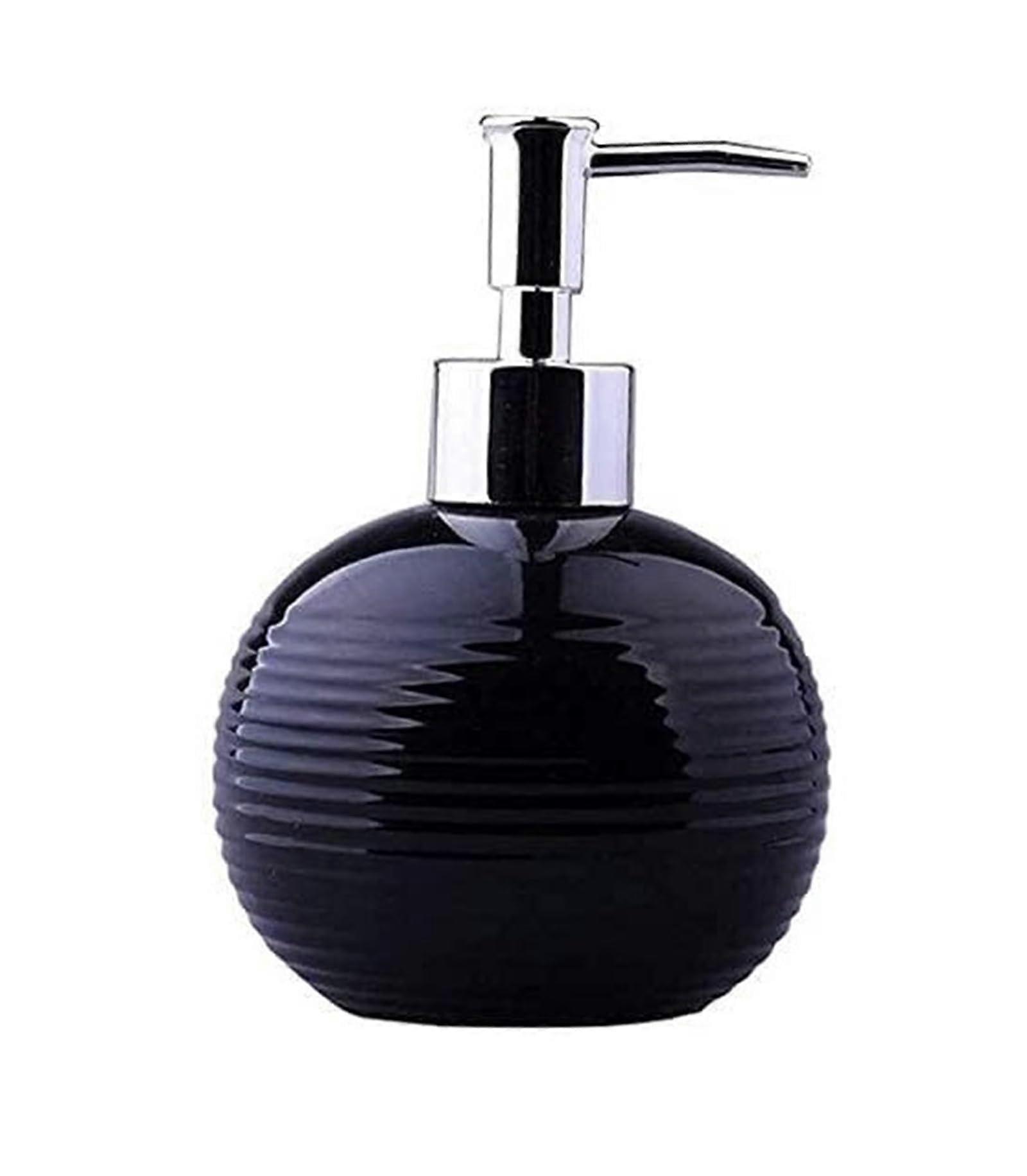 Ceramic Soap Dispenser Refillable Hand Pump Bottle for Kitchen and Bathroom, Noir Leak Proof