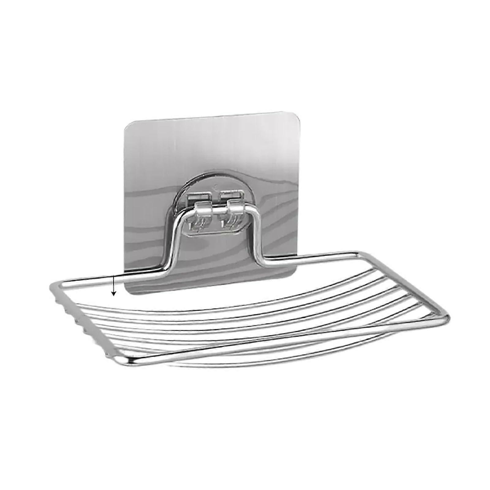 Stainless Steel Wall Mounted Soap Holder Black Rustproof Dish with Sponge Rack and Drainage