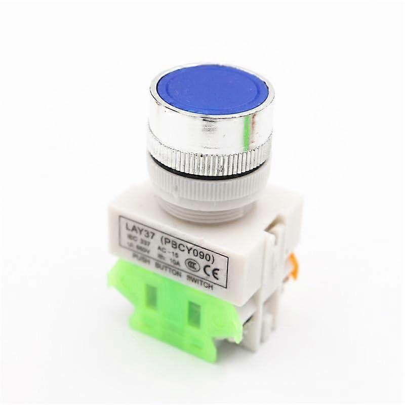 6Pcs 22mm Blue Push Button Switch LAY3711BN SelfLocking Flat Button for Control Panel