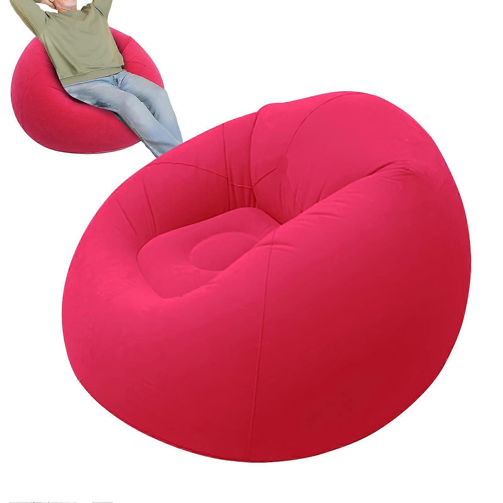 Inflatable Sofa with Pump Ergonomic Back Support for Outdoor Camping Travel Party Red