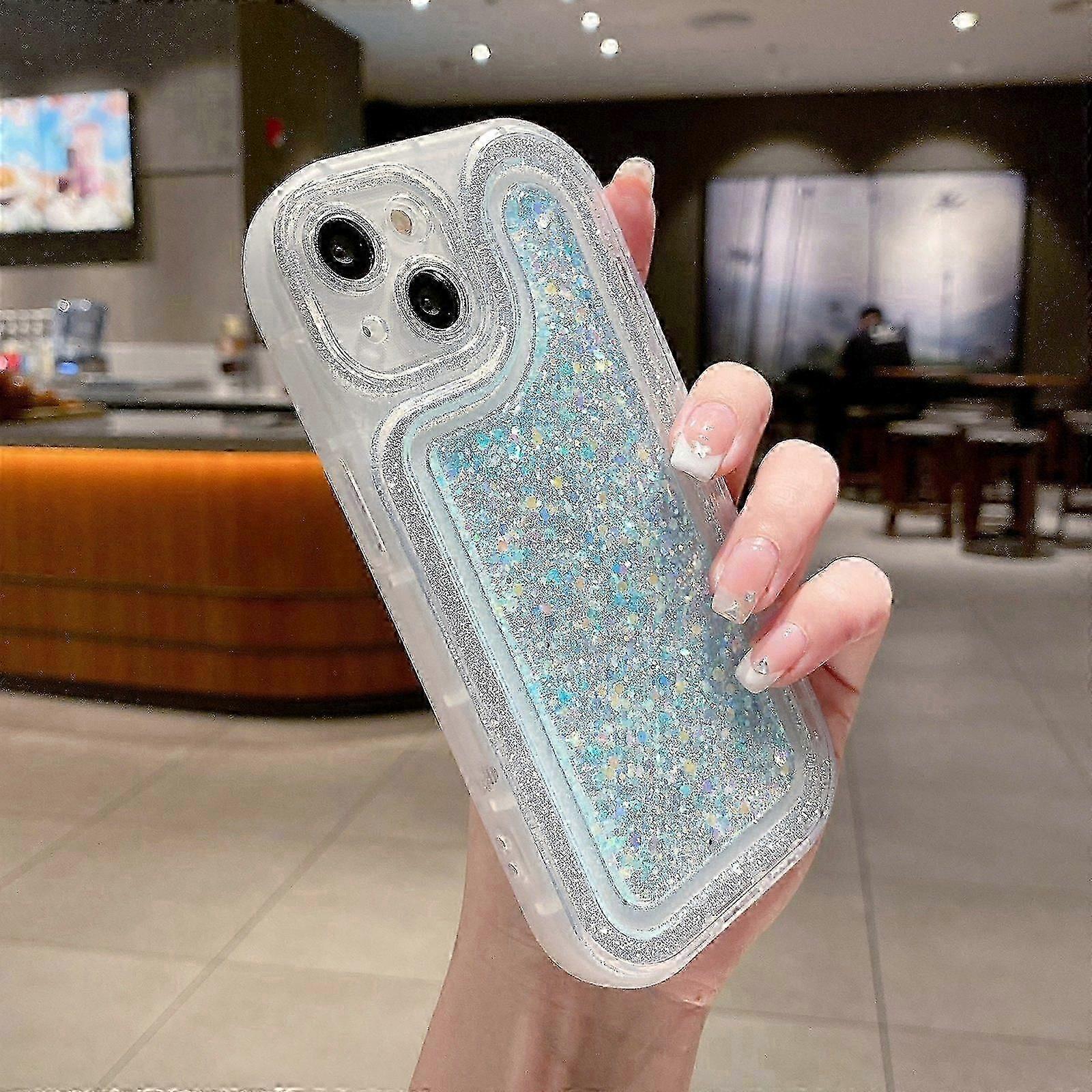 2025 For iPhone 13 Luminous Sequins Glitter Epoxy Phone Case