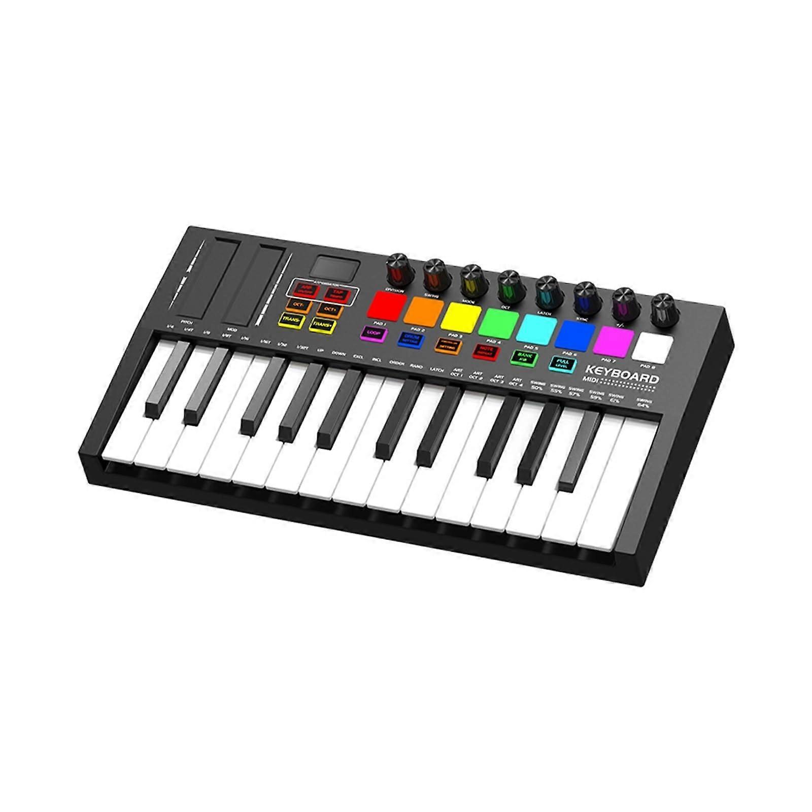 25 Key MIDI Keyboard Controller with TouchSensitive Keys, RGB Pads and Custom Control Knobs