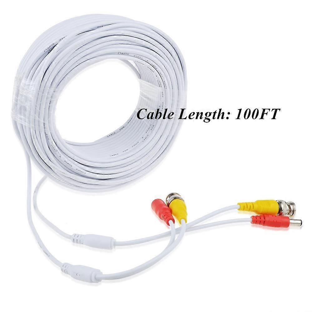 White 100ft BNC Extension Cable for 1080p Security Cameras Compatible with Lorex LAB223B