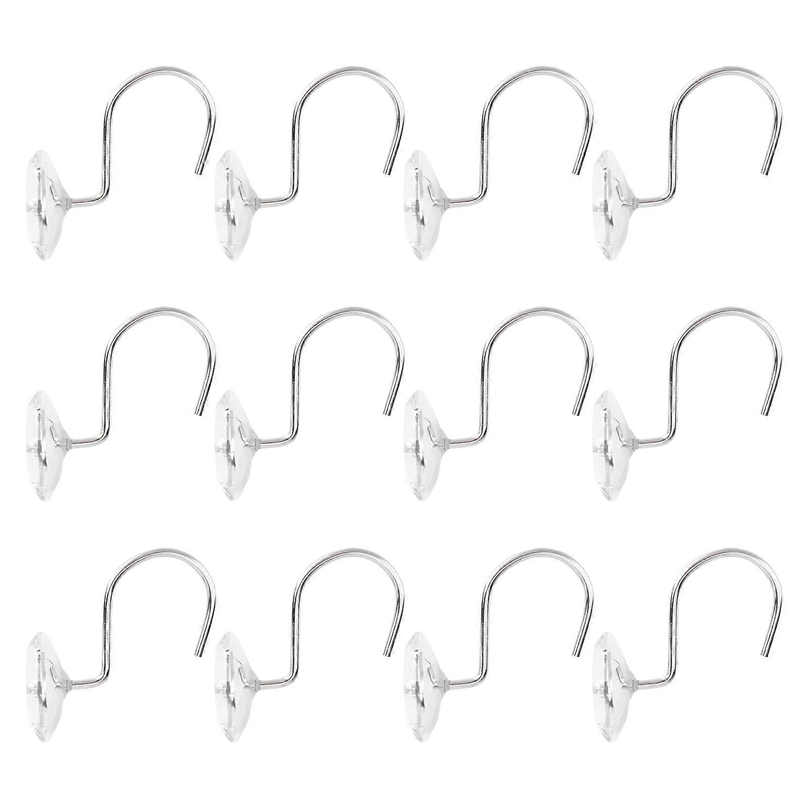 Shower Curtain Hooks Decorative Hooks for Bathroom 12Pcs Silver