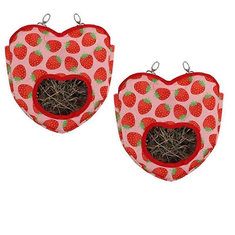 2PCS Heart-Shape Hanging Bag Hanging Pouch Small Animals Feeder, A