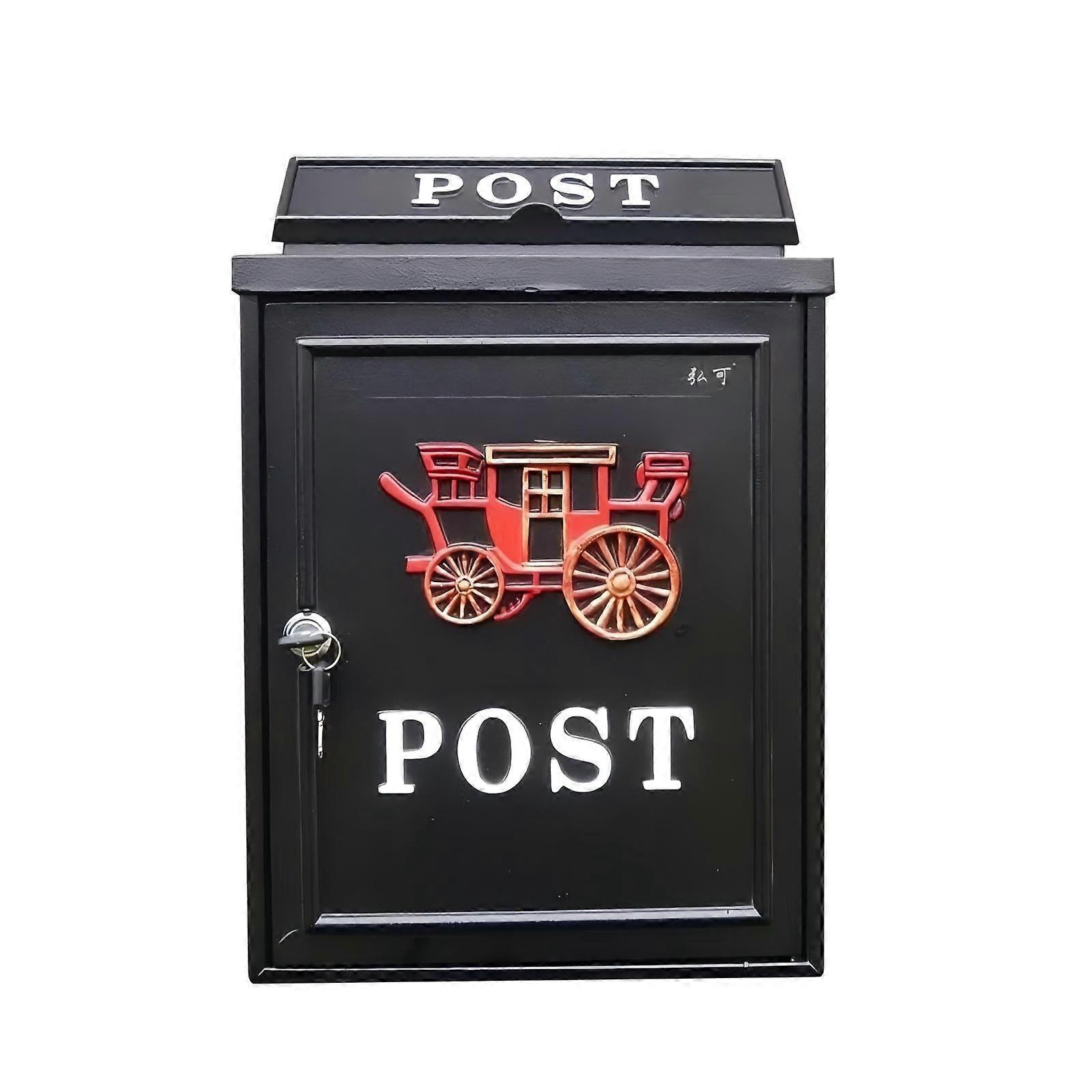 Wall Mounted Mailbox Red Small Outdoor Locking Mailbox Weatherproof Galvanized Metal AntiTheft