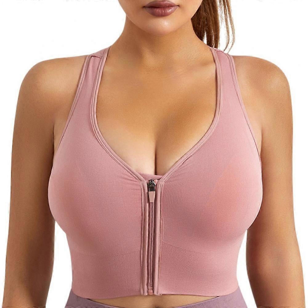 Women's Zip Front Sports Bra Wireless Post-Surgery Bra Active Yoga Sports Bras