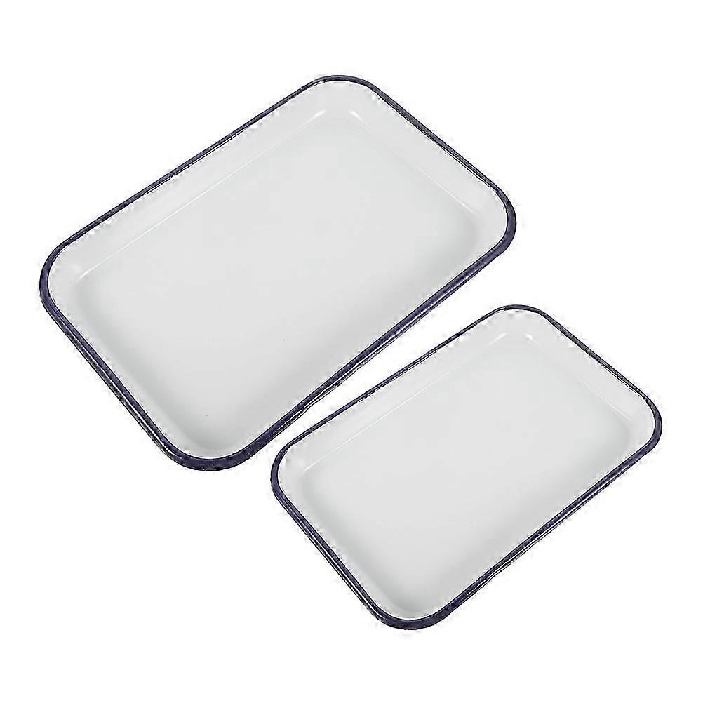 Enamel Roasting Tray for Storage 2Pcs Rectangular Non-Stick Baking Pan