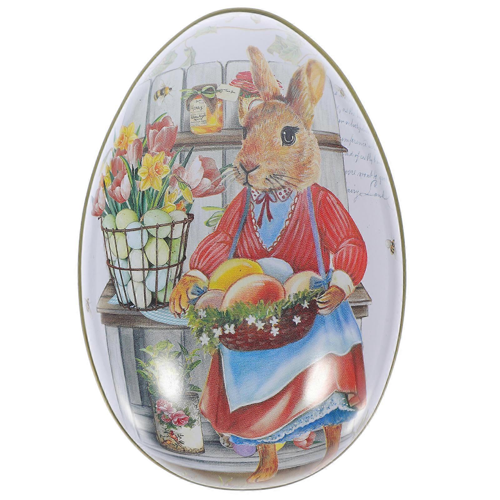 Easter Tinplate Biscuit Case Candy Container for Storage Use 4Pcs
