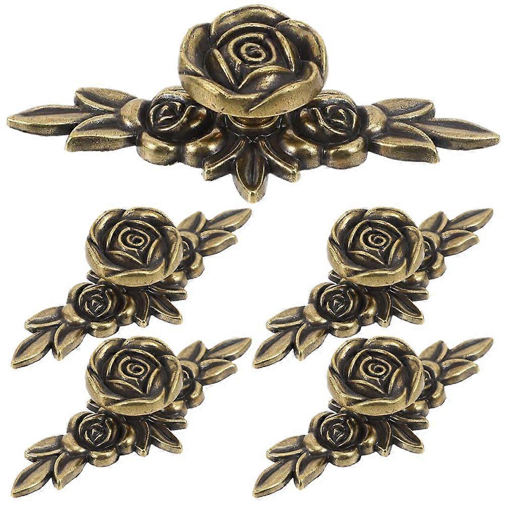 5pcs Rose Cupboard Knobs Flower Drawer Knobs Vintage Cabinet Knobs Cabinet Pulling Handle