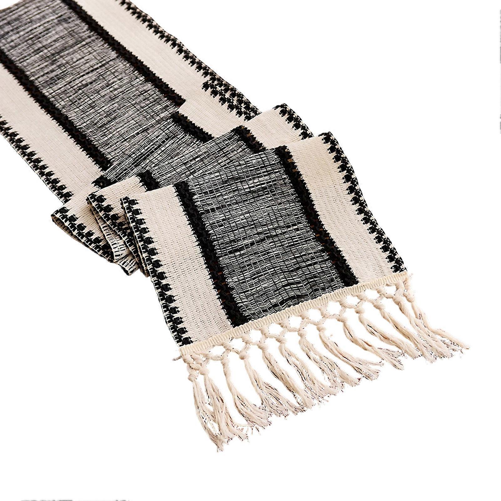 Striped Boho Table Runner - with Tassels & Fringe - for Dining Table