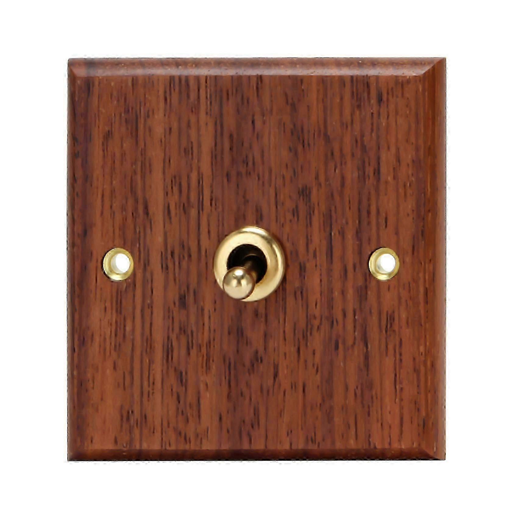 86 Type Solid Wood Panel Switch Wall Light Retro Brass Toggle Switch Wood Grain Electrical Switch Socket 1- Switch,x