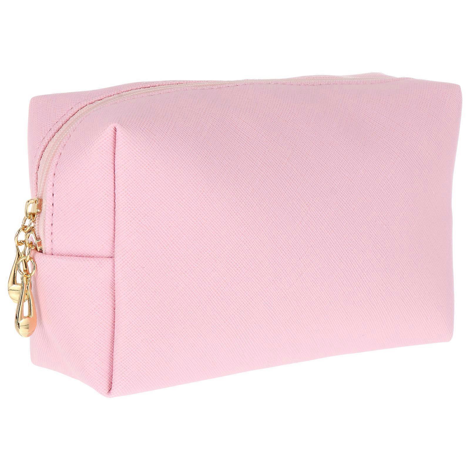 Makeup Bag Square PU Cross-Pattern Storage Pouch for Storage Use 1Pcs