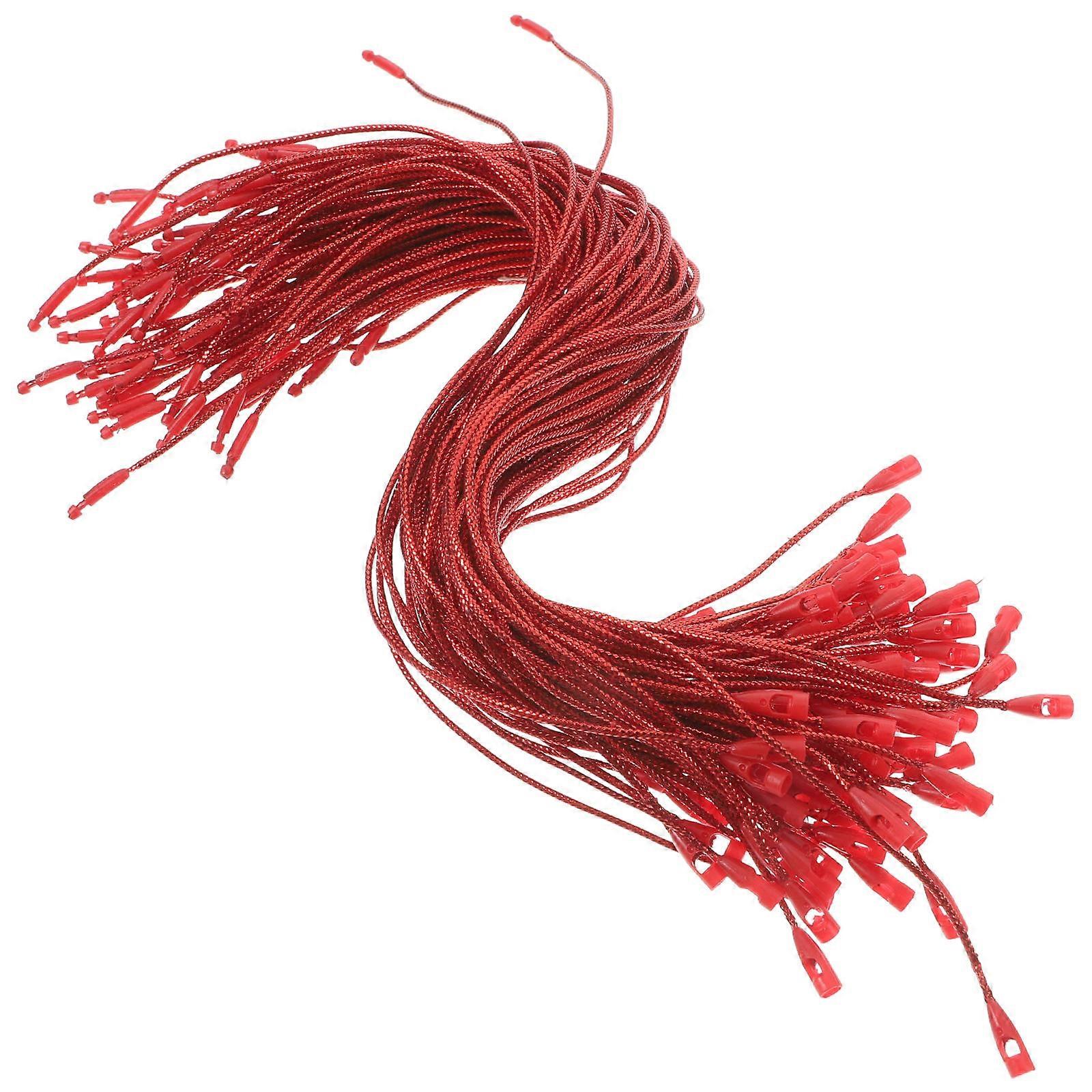 Christmas Ball String Ornaments Hangers with Snap Locking Strings 100Pcs Red