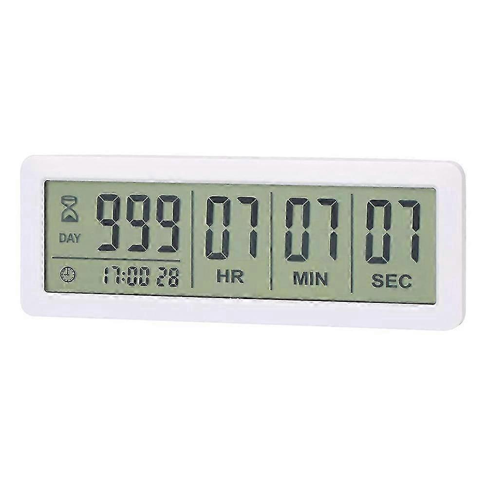 Big Digital Countdown Days Timer Clock - 999 Days Count Down Clock Timer compatible with Graduation Lab Kitchen (White)