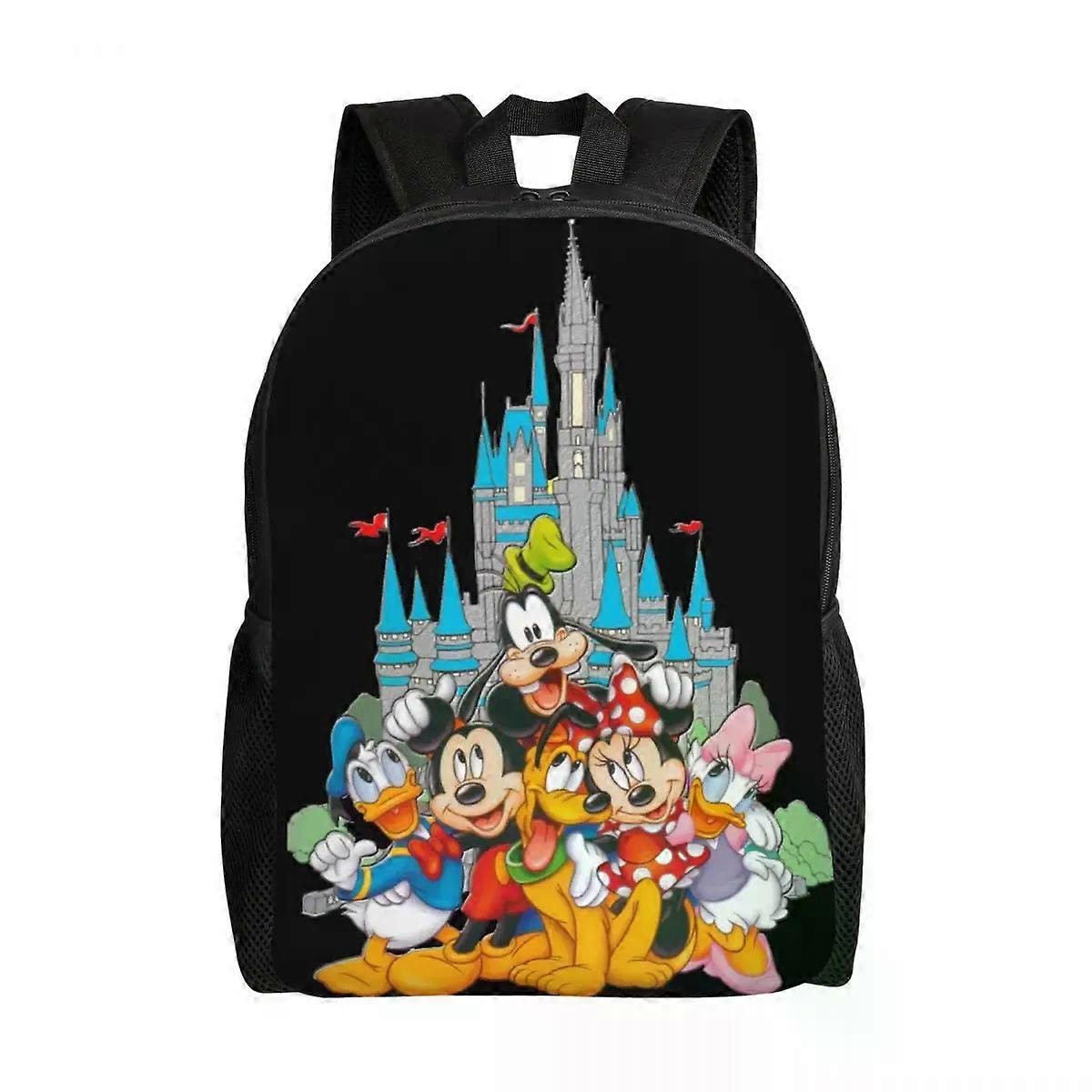 SJ3027 Mickey Mouse Donald Duck Minnie Anime Backpack for Women Men College School Student Bookbag Fits 15 Inch Laptop Bags