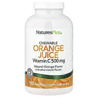 NaturesPlus, Chewable Orange Juice, Vitamin C, Natural Orange, 180 Tablets