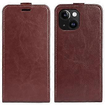 R64 Custodia verticale in pelle flip per iPhone 15