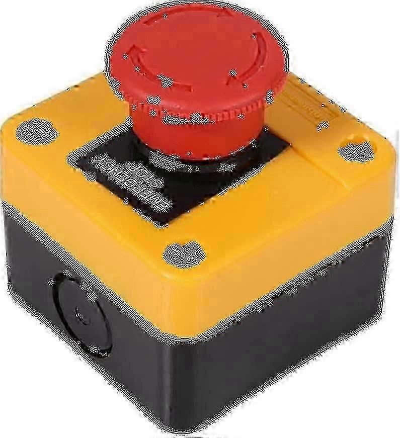 Emergency Stop Control Box, Red Plastic with Push Button Lock, Compact Smooth Operation, For Control Automation Circuits, Electromagnetic Starters, Co