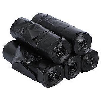 5 Rolls Portable Garbage Rubbish Trash Bags With Handle for Home Office Kitchen (Black)