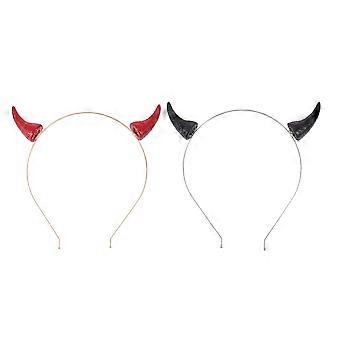 2Pcs Sombreros de disfraz de Halloween Diademas de cuerno de demonios Accesorios de cosplay de mujeres