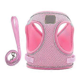 Pet Vest Harness Dog Harness Set with Reflective Leash Pink Color