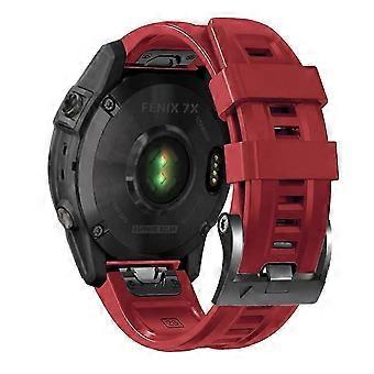 Für Garmin Tactix 7 Pro / Fenix 7X / Fenix 6X Pro Silikonarmband 26mm Armband mit schwarzer Schnalle (rot)