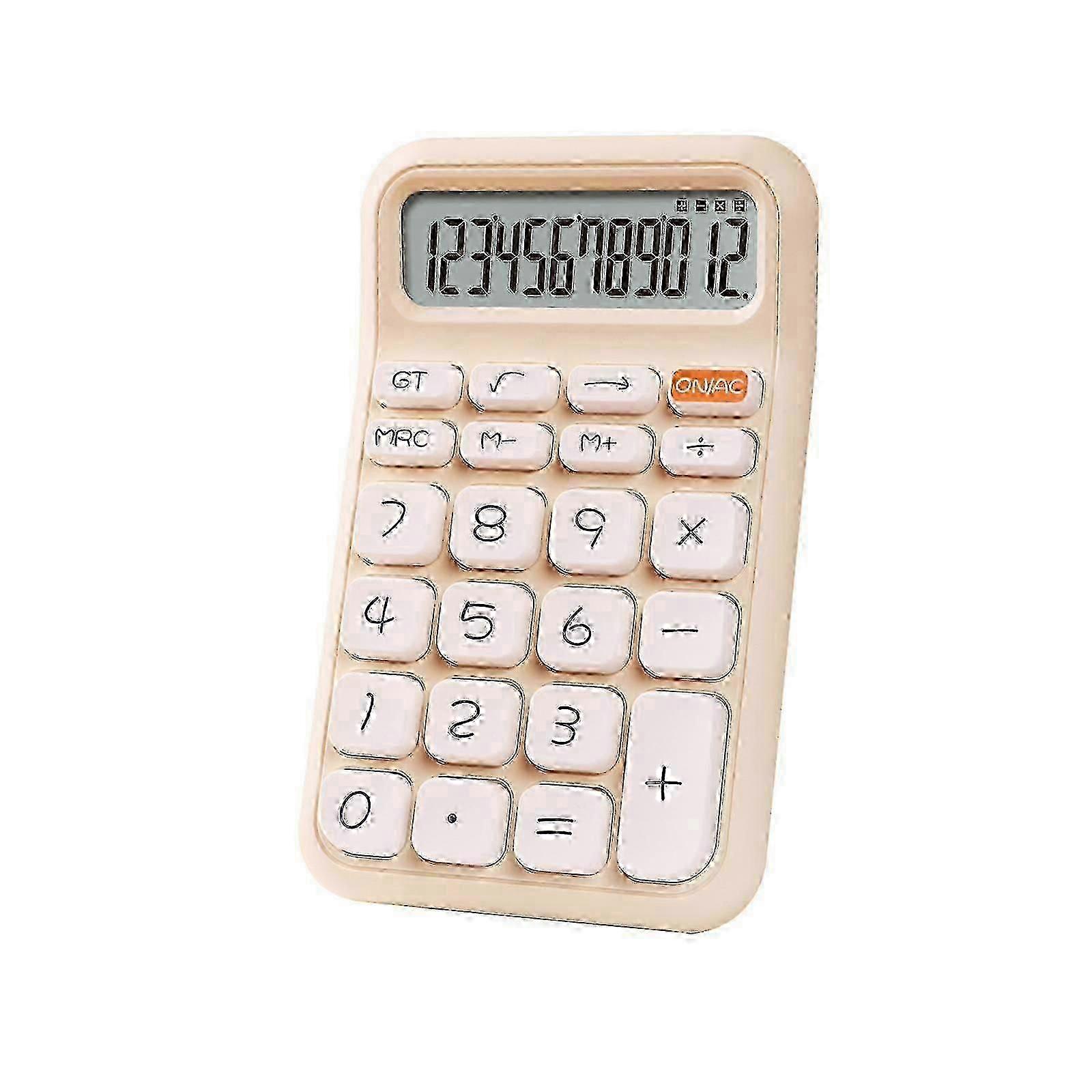 Portable Mechanical Switch Calculator, 12-Digit LCD, Ergonomic Tilt Design, Non-Slip Base, for Office Home School