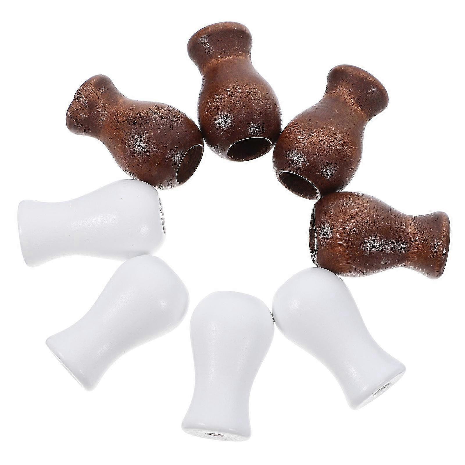 Wood Blind Cord Pull Knobs for Window Shades, Easy Installation, White and Brown, 8Pcs