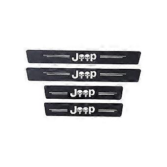 Car Interior 4pcs For JEEP Grand Cherokee Commander Renegade Wrangler Compass Patriot Carbon fiber cloth Door Sill Strip Welcome Pedal Trim Vehicle De