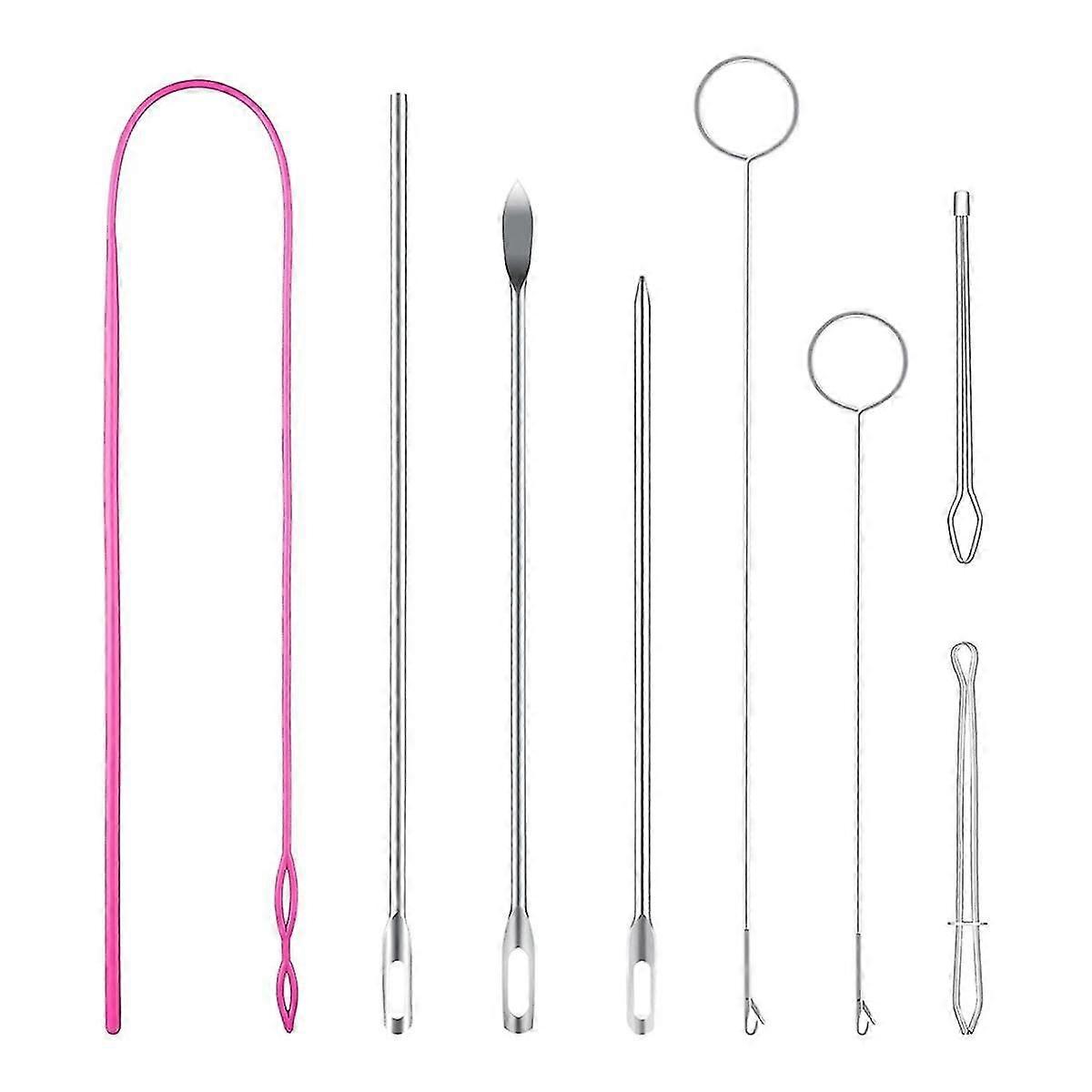 Drawstring Threader Tool Set, Stainless Steel Sewing Loop Turner Hooks with Latch, Flexible Drawstring Threader-In Stock